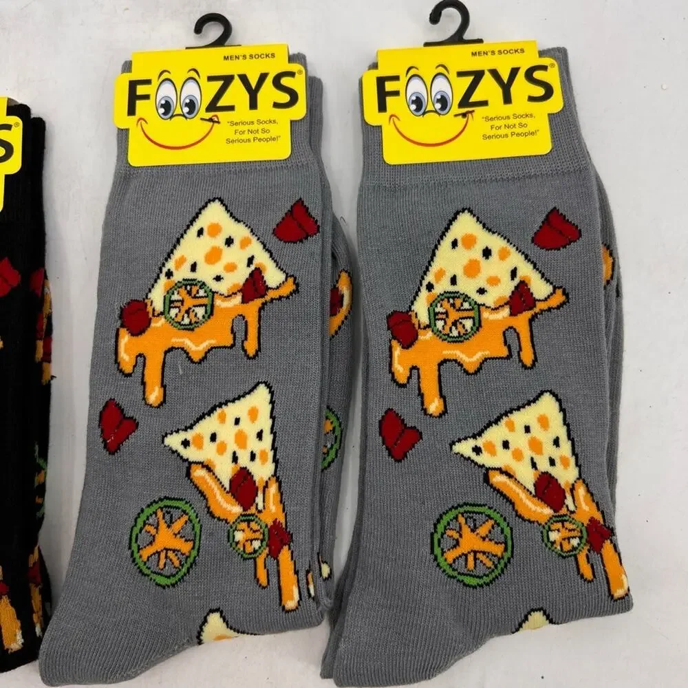 Foozys Socks Mens 6-12 Nachos Cheese Funny Fun Novelty Crew Calf Length 4 Pairs